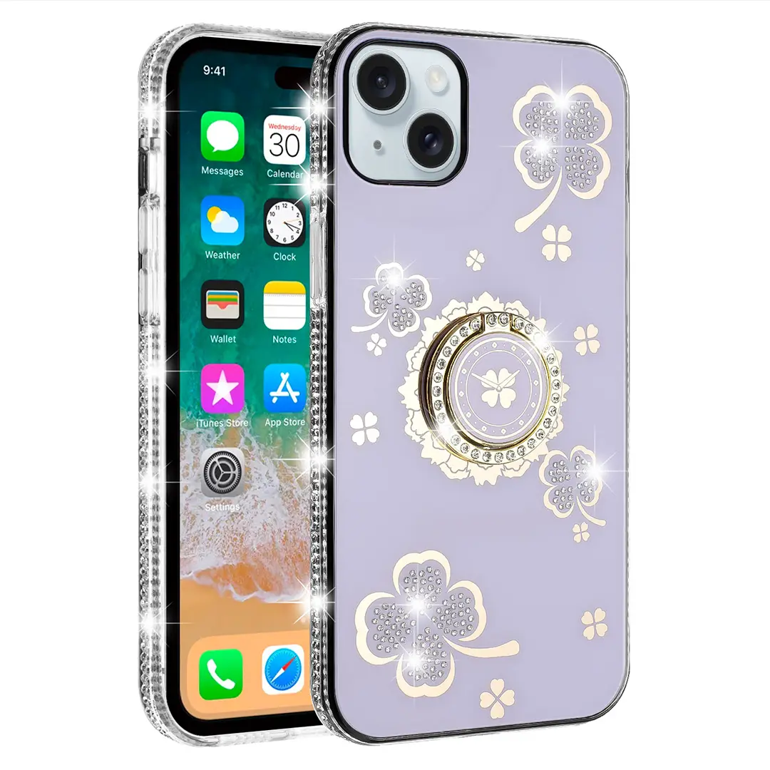 iPhone 15/iPhone 14/iPhone 13 Bling Diamond Lucky Case Purple